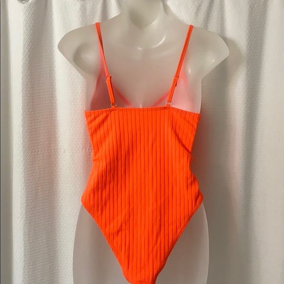 Neon orange one piece swim suit bathing suit - Picture 2 of 2